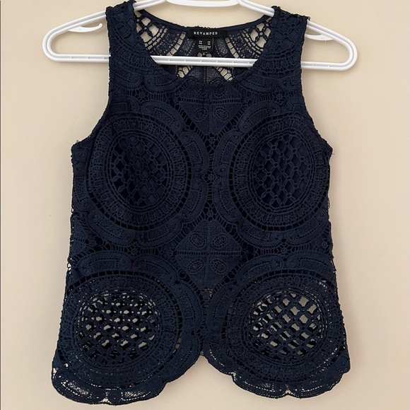 Navy Blue Halter Shirt - Picture 1 of 4